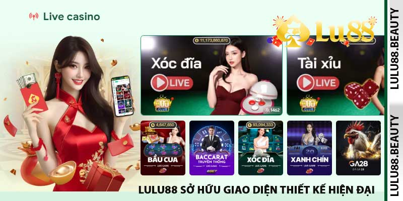 lulu88 sở hữu giao diện thiết kế hiện đại